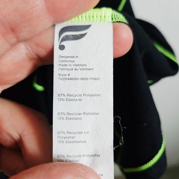 Fabletics Women's XL Contrast Trim Racerback Tank Top Black Neon Green Workout - Picture 6 of 6